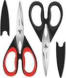 2-Pack Küchenschere Allzweck, Strapazierfähige Schere Küche für Fleisch, Geflügel, Spülmaschinenfeste Küchenscheren, Edelstahl Haushaltsschere für die Küchenarbeit Kräuter Gemüse