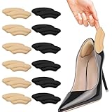 OYIWINMI 12 Paar Fersenschutz für Schuhe-Fersenschutz Fersenkissen Gel Antirutsch Einlagen für zu große Schuhe， Fersenschuhpolster FüR Damen Herren Füller für verbesserte Schuhpassform (schwarz，Khaki)