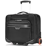 Everki Journey – Business Laptop Trolley anpassbarem Fach für Notebooks von 11 bis 16 Zoll (28–40,6 cm), Akten-Organisation, Bekleidungsfach, Trolley-Lasche und besonders leisen Rollen, Schwarz
