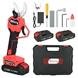 Akku Astschere 40mm Elektrische Gartenschere: Elektrische Astschere Gartenschere mit 2 x 3000 mAh Akku,SK5 mit Sicherheitsverriegelung Obstbaumschere Geeignet für Gärten, Äste, Blumenbeete(Rot)