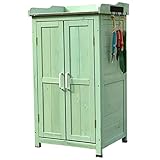 Wasserdichter Outdoor-Gartenschrank aus Holz, Hinterhof, Werkzeugaufbewahrung, Schuppen, kleines Gartenhaus mit höhenverstellbaren Füßen aus Kunststoff, für Terrasse, langlebig, wetterfest,