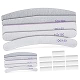 IWOWHERO 20 Stück Teiliges Maniküre Verschiedenen Nagelfeilenformen und Weißen Polierblöcken aus Langlebigem Schwammmaterial für Natürliche und Acrylnägel für Professionelle Nagelpflege