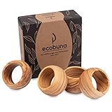 Ecobuna Serviettenringe aus Olivenholz (4er Set) - edle Serviettenhalter als Tischdeko im Alltag, zum Fest, Geburtstag, Hochzeit und Weihnachten