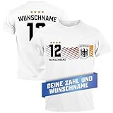 MoonWorks® Herren T-Shirt Deutschland Trikot EM 2024 Fußball personalisiert Fanshirt Deutschlandshirt weiß L
