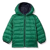 Amazon Essentials Leichter wasserabweisender, verstaubarer Puffermantel mit Kapuze, für Jungen, Grün, Größe XL