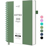 RETTACY Notizbuch B5 Gepunktetes, Bullet Dot Grid Journal, Spiral-Notizbücher 300 Blatt/150 Seiten zum Schreiben, 100gsm, PVC Hardcover, für Frauen Männer Arbeit Büro Schule 19 x 25 cm - Dunkelgrün