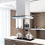 Homgoday Inselhaube 90 cm Aiaio Edelstahl 756 m³/h LED, Möbel für Haus Innen Außen Wohnzimmer Schlafzimmer