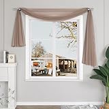 Yujiao Mao Uni Farbe Voile Freihandbogen Schals Querbehang Deko Gardinen Taupe BxL 140X600cm