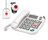 G-TELWARE PRO (Weltneuheit) Silence SOS Technik/SOSParam.einstellb./2023-2024er Modell Haus Notruf Seniorentelefon mit FunkSOS-Sender - 1 Armbandsender + 1Handsender mit Schlaufe, Satingrau, PRO+
