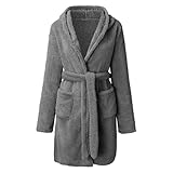 XINCHI Bademantel Damen Herrn Plüsch Morgenmantel Winter Saunamantel kurz Bademäntel mit Kapuze Flauschig Hausmantel Bathrobe komfortabel Kuschelbademantel Nachtwäsche Schlafmantel für Spa Pool Sauna