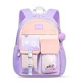 Aucuu Kawaii Rucksack, Kinderrucksack, Schultaschen für Mädchen, Große Kapazität Schultasche, Anti-Theft Rucksäcke, Harajuku Schultasche für Teenager-Mädchen, Lila