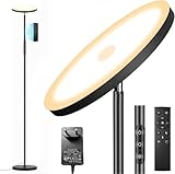 LED Stehlampe Deckenfluter, 3600LM 36W Super Hell Dimmbar Stehlampe Wohnzimmer 2700K-6500K Stufenloses Dimmen, Fernbedienung und Touch-Steuerung, Moderne Standleuchte für Wohnzimmer Schlafzimmer Büro