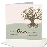 Original Holzgrusskarte - Geschenkkarte für besondere Glückwünsche - Baum des Lebens - Einzigartigkeit, Geburtstagsbillet, Glückwunschkarte, Grußkarte, Spruchkarte, Postkarte