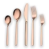 Berglander 30 Stück Titanium Rosé vergoldet Besteck Set, Gemischte Bestecksets Service für 6 (glänzend Kupfer)