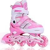 DUZSKJ Verstellbare Kinder Inline Skates für Kinder Jungen Mädchen, Einstellbare Kinder Rollschuhe für Anfänger Kinder Outdoor Indoor Spielen
