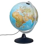 Idena 569902 Leuchtglobus 30 cm mit Halogen Energiesparlampe und zwei Kartenbildern (30 cm)