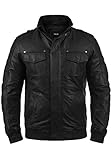 !Solid SDCamash Herren Lederjacke Bikerjacke Echtleder Jacke mit Stehkragen Eingrifftaschen Rippbündchen 100% Schafsleder Regular fit, Größe:XL, Farbe:Black (S9000)