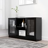 Xichuzi Vitrinenschrank, Vitrine, Wandschrank, Schrank Regal, Glasregal, Glasvitrine Stehend, Eckvitrine, Manga Regal, Schwarz 120x30,5x70 cm Spanplatte