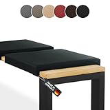 Lycce Bankauflage Klemmkissen 2 Leisten, Sitzkissen Kunstleder schwarz, Banktiefe 40 cm