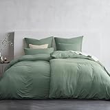 Duvetnova Bettwäsche 135x200 4teilig Superweiche Vorgewaschene Mikrofaser Baumwollähnlich ÖKO-TEX 2 Bettbezüge 135 x 200+2 Kissenbezüge 80x80-alle mit Reißverschluss Bettwäsche Salbeigrün Grün