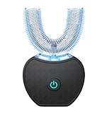 Elektrische Ultraschall-Zahnbürste, Automatische 360 ° Ultraschall-Elektrozahnbürste, Cold Tooth Whitening Instrument Automatische Zahnbürste, Elektrische Schallzahnbürste für Erwachsene (Black)
