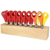 Westcott Kinderschere 32 Stück in Holzblock | Schere mit integrierter 5 cm Skala | Bastelschere 13 cm (5') ideal für Kinderhände | Sicherheit durch abgerundete Spitze | E-2150S