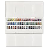 Winsor & Newton 0390471 Cotman Half Pan Studio-Aquarellfarben Set, lebendige Wasserfarben mit hoher Lichtechtheit, große Farbauswahl, Alterungsbeständig - 45 halbe Näpfe, Mischpalette, Pinsel