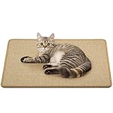 HAPPY HACHI Kratzmatte für Katzen, Natur Sisal Katzenkratzmatte Katzenteppich Langlebige Rutschhemmende Sisalmatte, Kratzkatzenkissen Katzenkratzkrallen Rutschfestes Katzenkrallen (S, Braun)