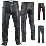 Radmasters Herren Lederhose lederjeans bikerjeans Jeans Hose aus Echtleder seitlich geschnürt, 54/XL, Schwarz