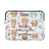 Laptop-Schutzhülle, 33-35,6 cm, niedlich, anpassbar, Cartoon-Design, Burger, Pommes, Eis, mit Reißverschluss, für Arbeit und Reise