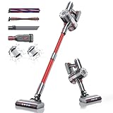 BuTure VC30 Akku Staubsauger, 6in1 Staubsauger Kabellos, bis zu 40 Min. Laufzeit, für Hartboden/Teppich/Tierhaare,Rot&grau