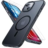 Miracase Magnetisch für iPhone 15 Hülle Kompatibel Mit MagSafe[mit 2 Schutzglas] Militärnorm Schutz Anti-Fingerabdruck Schlanke Ausführung Handyhülle für iPhone 15 6,1 Zoll, Schwarz