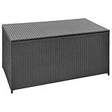 Aufbewahrungsbox für Kissen, wasserdicht, Polyrattan, 120 x 50 x 60 cm, Schwarz