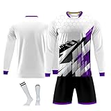 Generisch Trikot, Personalisiertes Fussball Kinder Set Und Erwachsene Mit Name Nummer Team Logo Benutzerdefiniert Trikot Fusstball Shirt & Shorts Set Für Junge Herren(One Size)