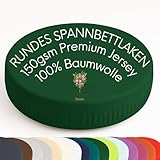 Strauss Home® Rundes Spannbetttuch Premium Jersey 100% Baumwolle für runde Boxspringbetten und Wasserbetten - runde Matratzen - Steghöhe bis 40cm (Grün/Khaki)
