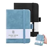 CANCYCC 2 Stück Notizbuch Klein A7, Pocket Mini Notizblock, Stiftelasche Notizbücher mit 200 Seiten, Kleines Notizbuch mit Gummizugverschluss, Journal buch für Schule, Arbeit,Büroarbeiten,Reisen