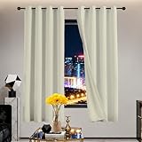 Moderne Ösenvorhänge, 100 x 80 cm, 100 % lichtblockierendes Polyester, stilvolle beige Vorhänge für Zuhause und Schlafzimmer, elegantes Design, energieeffizienter Sichtschutz