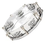 KIMISS MBAT Tamburin mit Einstellbarem Klang, Zweireihige Jingle Bells-Handtrommel, 8-Zoll-Schlaginstrument für Anfänger (Transparent)