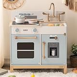 ROBUD Montessori Spielküche Holz, Kinder Küche Kinderküche Spielzeug ab 3 4 Jahre Mädchen Geschenk 3 4 5 6 Jahre Kinderküche Küche mit Zubehör für Mädchen Jungen