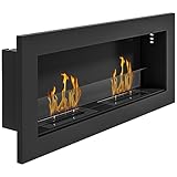 HOMCOM Bioethanol-Kamin Wandeinbaubrenner 2 x 0,85 l, ca. 3 Stunden Brenndauer 90 x 15 x 40 cm, Abdeckung 25-30 m², Stahl, Schwarz