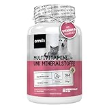animigo Vitamine für Hunde & Katzen - 365 Multivitamin Tabletten - Mit Vitamin B Komplex (B1, B2, B3, B5, B6, Biotin, B9, B12), C & D3-18 Mineralien & Vitamine - Für Gelenke, Immunsystem, Knochen
