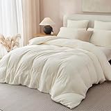 Lanqinglv Plüsch Bettwäsche 135x200 Teddy Fleece Weiß Flauschige Bettwäsche Set Cashmere Touch,ÖKO-TEX Warme Winterbettwäsche Thermo Wende Bettbezug und 1 Kissenbezug 80x80 cm mit Reißverschluss