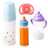 Magische Flasche, Magische Puppenflaschen, Verschwindende Zauberflaschen, Verschwindende Milch und Saftflaschen, Flüssigkeit Verschwindende Zauberflasche, Puppen Fütterungsspielzeug Set