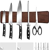 HOSHANHO Magnetleiste Messer, Messerhalter Magnetisch für Wand, Magnet Messerhalter Holz Knife Holder für Utensilien und Aufbewahrung Magnetisch Werkzeuge, 25cm