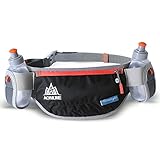 AONIJIE Männer Frauen Sport Trinkgürtel mit 2 Stücke Trinkflaschen Hüfttasche Geeignet für Einstellbarer und stabil Taille Pack (Schwarz)