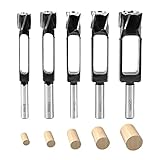 5 Stück Holzdübellochschneider, Zapfenbohrer, tiefer Dübelschneider, Kernbohrer für Holzbearbeitung, Möbelherstellung (8/10/12/15/20 mm)
