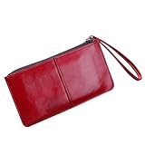 Geldbörsen für Damen, große Geldbörse, Handgelenk, Telefon, Geldbörse, Mädchen, Damen, niedlich, lang, schlank, Clutch für den Alltag, mittelgroßer Damen-Schultergurt (Rot, Einheitsgröße)