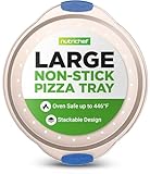 NutriChef Pizzablech 32 cm – Gelochtes Antihaft-Backblech aus Carbonstahl mit Silikongriff