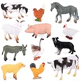 MXTIMWAN 12 Stück Sehr Klein Bauernhof Tierfiguren, Mini Bauernhof Tierfiguren, Bauernhof Scheunentiere Spielset für Kinder, Jungen, Mädchen, Kuchendekoration, Tiere Thema Geburtstag Party