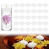 40 Stück Schwimmkerzen Weiss Wachs, 3,8 cm Schwebende Kerzen 1 Stunde Schwimmende Kerzen Weiß, Rauchfrei Floating Candles, Geruchsneutral Schwimmkerzen Klein für SPA, Abendessen (Weiss)
